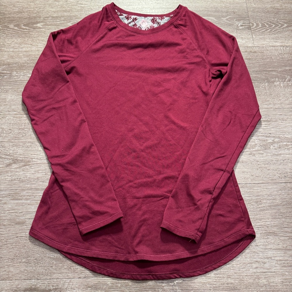 ClimateRight Shirt Womens Small Burgundy Performance Base Layer Thermal Top Long
